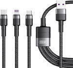 XO Braided USB to Lightning / Type-C / micro USB Cable Μαύρο 1m (1185)