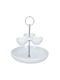 Alpina Appliances Ceramic Dessert Tower Stand with 2 Tiers White Ø18cmxY22cm 18x17.5x22cm