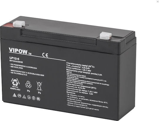 Vipow UPS Battery with Capacity 12Ah and Voltage 6V 30250-052 1pcs