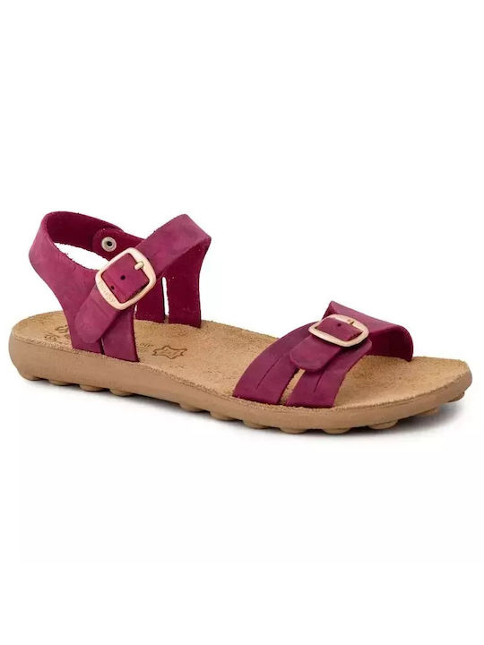 Fantasy Sandals Anatomic Leather Women's Sandals with Ankle Strap Burgundy