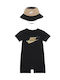 Nike Set Body pentru Bebeluși Mâneca scurta cu Accesoriu Black 2buc