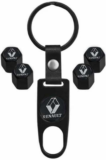 M-Wave Capace de Valvă pentru Anvelope Auto cu Sigla Renault Negru 4buc
