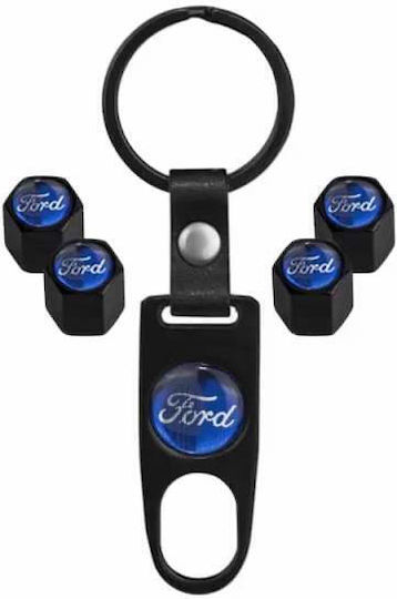 M-Wave Car Tire Valve Caps with Logo Ford Black 4pcs
