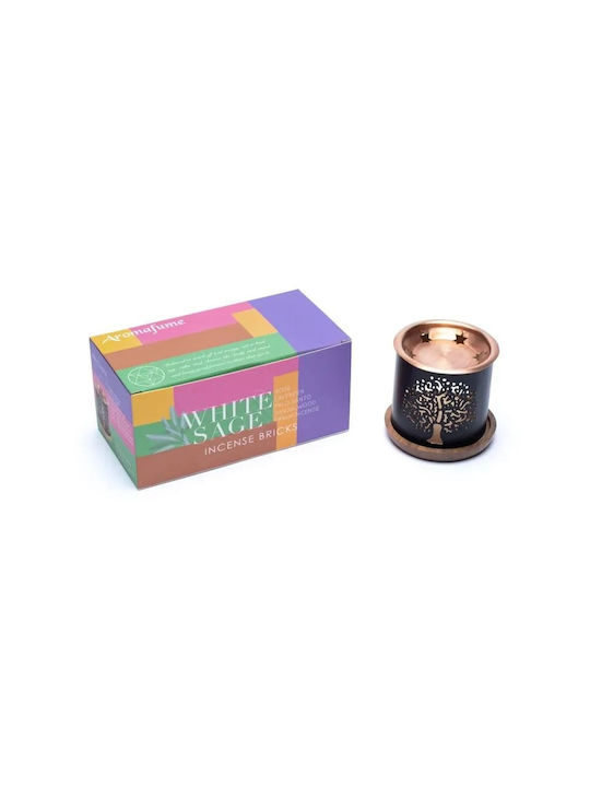 Gift Set Smudge White Sage Καυστήρας Θυμιαμάτων Tree Life + 12 Κύβοι Θυμιάματος