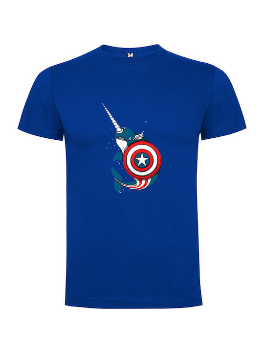 iLovePrints Cosmic Captain Whale T-shirt Blue