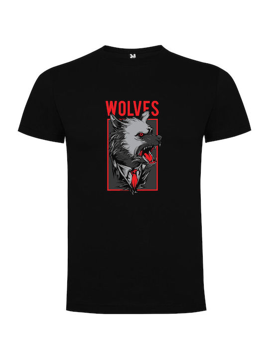 iLovePrints Suited Wolf's Fury T-shirt Black