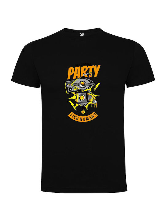 iLovePrints Party Like Techno Humans T-shirt Black