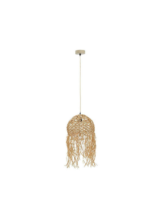 Inart Natural Κρεμαστό Φωτιστικό Μπεζ με Ντουί E27 38x38x110εκ.