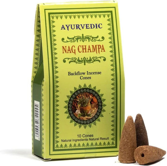 Ayurvedic Nag Champa Backflow Incense Cones 10pcs