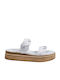 White Flatforms with Parallel Wavy Straps