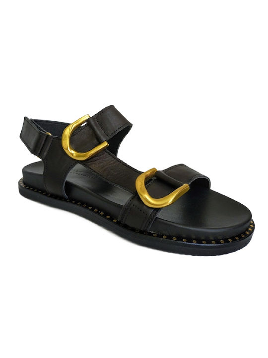 Commanchero 51145-721 Damen Flache Sandalen Echtes Leder Schwarz