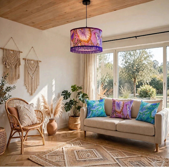 Oxygen Fouxia Pendant Light Purple with Socket E27 35cm