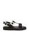 Seven Damen Flache Sandalen in Schwarz Farbe