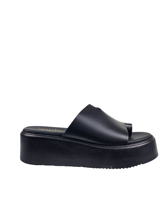 Ligglo Leder Damen Flache Sandalen Flatforms in Schwarz Farbe