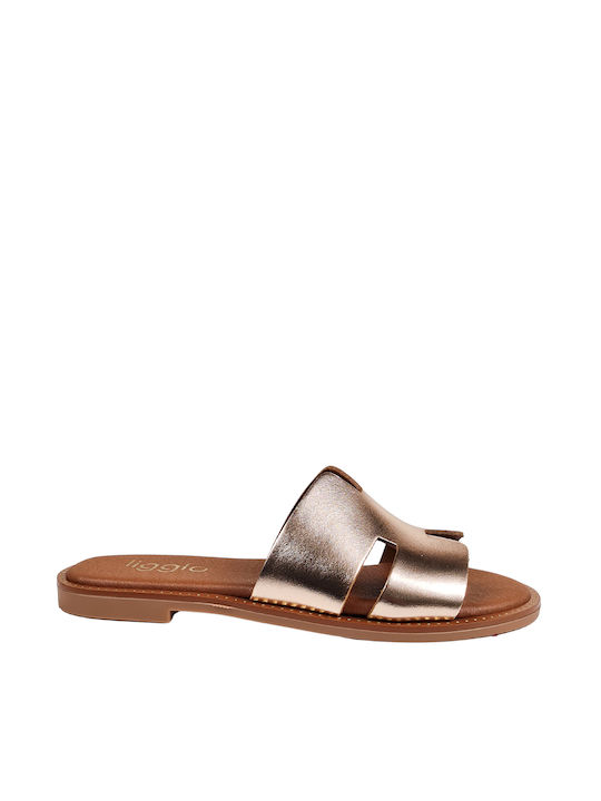Sandale plate de damă din bronz cu vârful rotund