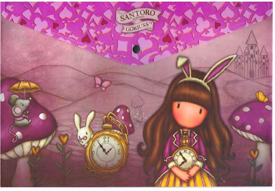 Graffiti Φάκελος με Κουμπί για Χαρτί A4 Ροζ Cheshire Cat