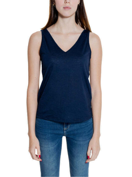 Jacqueline De Yong Women's Blouse Sleeveless with V Neck Blue