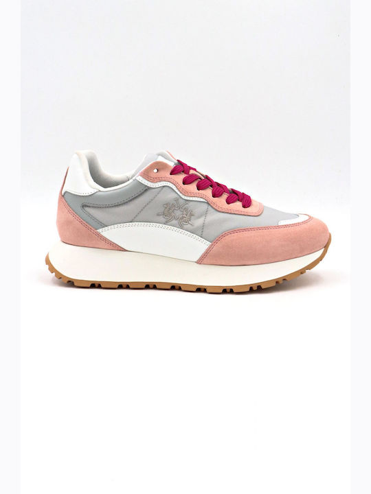 La Martina Logo Damen Sneakers Pink / Grey / White