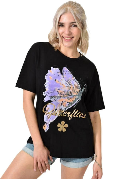 Potre Butterflies Дамска Тениска Черна
