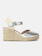 Open Heel Espadrilles with Silver Strap