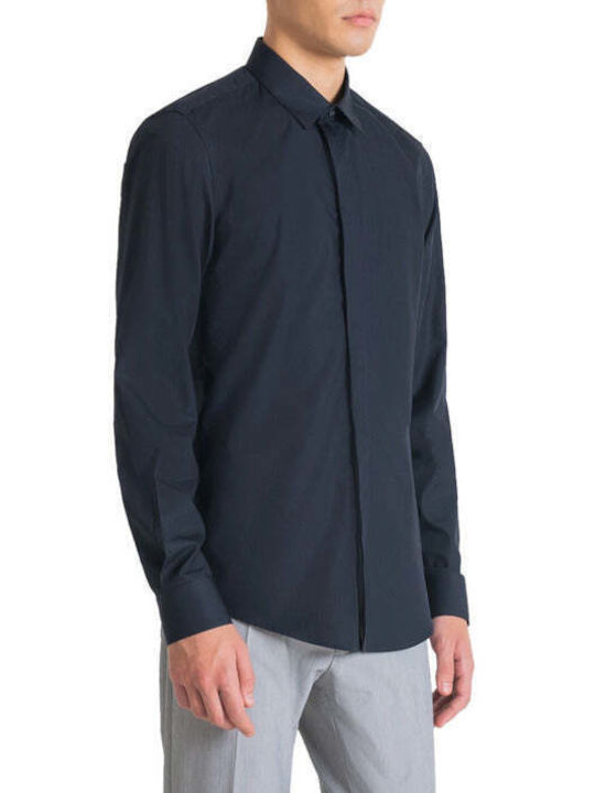 Antony Morato Men's Shirt Long-sleeved Cotton Blue