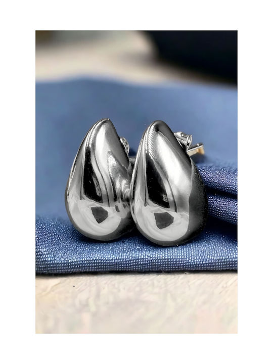 Silver Stud Half Tear Drop Earrings