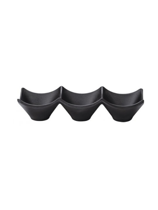 Ready Plastic Platou pentru aperitive 3 Locuri Neagră 1buc