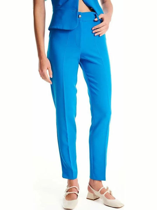 Forel Women's Fabric Trousers Slim Fit Blue
