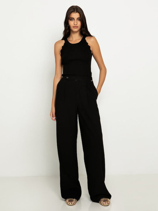 Toi&Moi Women's Fabric Trousers Black