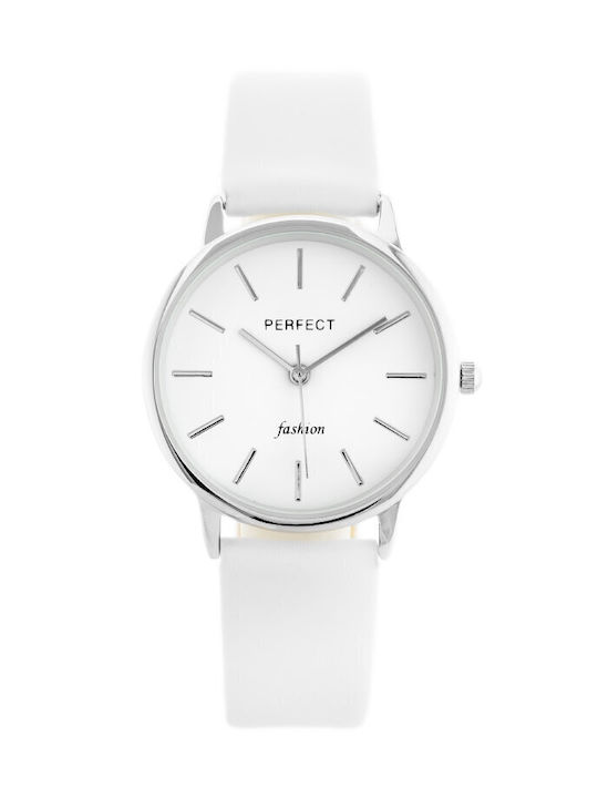 Perfect Watch with White Leather Strap