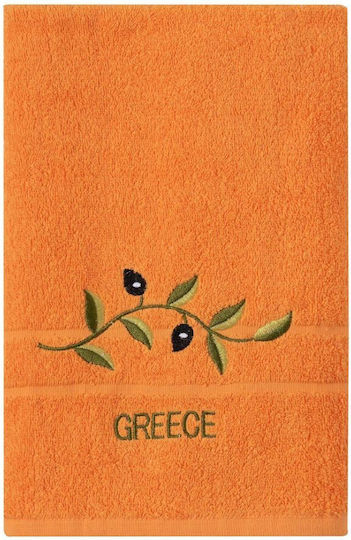 Silk Fashion Towel from 100% Cotton in Orange Color 50x100cm