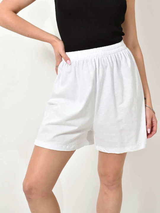 Elastische Taille Weiße Shorts 24226