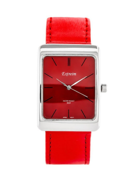 Extreim Uhr mit Rot Lederarmband