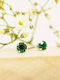 Ear Sense Silver Gold Plated Stud Earrings with Green Stones