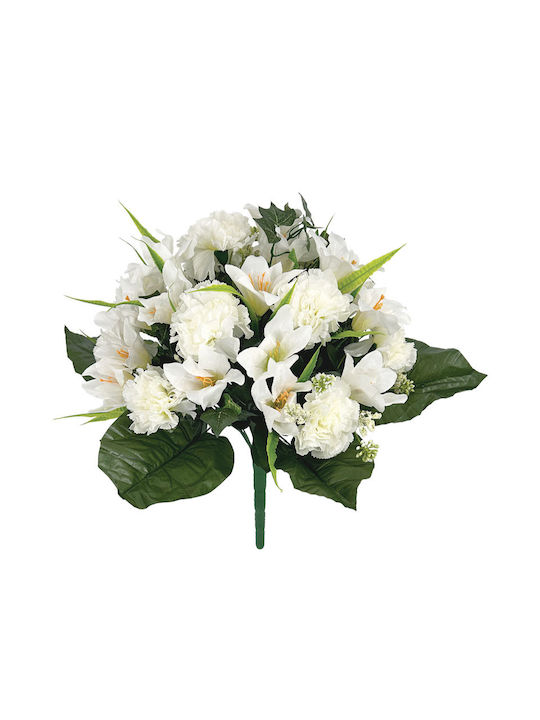 Marhome Μπουκέτο από Τεχνητά Λουλούδια Γαρύφαλλο Λευκό 45cm