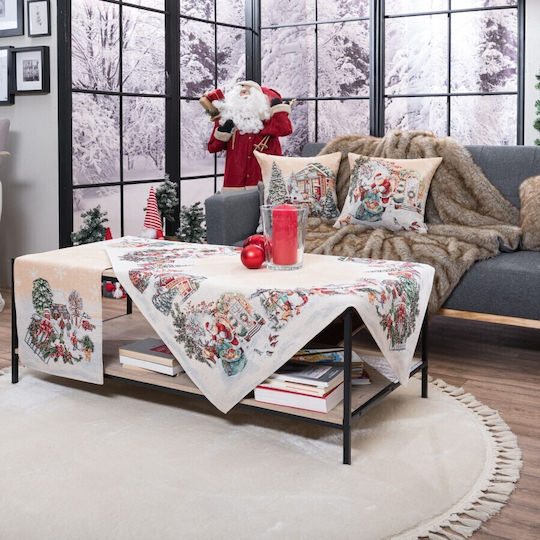 Teoran Set de Fețe de Masă de Crăciun din Material Textil, În Carouri, 100x100 cm, 2 Bucăți
