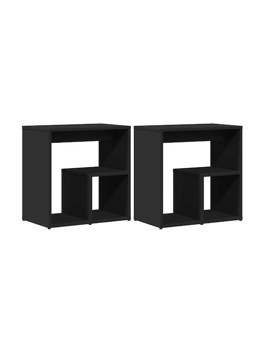 Rectangular Side Table White, Black 2pcs L50xW3...