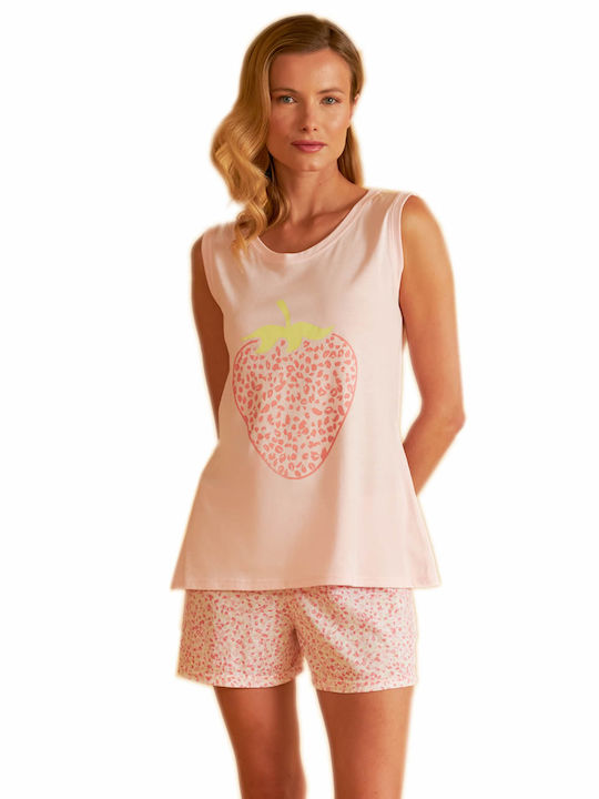 Harmony Summer Women's Cotton Pyjama Top Pink