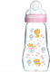 Mam Glass Baby Bottle Feel Good with Silicone Nipple for 2+ months Pink Pink Kitty-Flowers 260ml