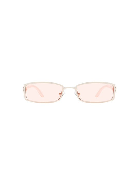 Sunglasses with Silver Metal Frame and Pink Lens 01-5681-08