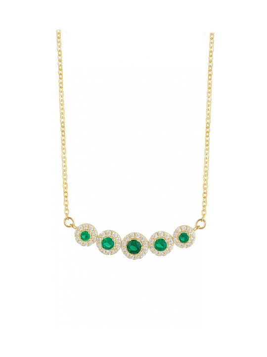 Gold Necklace 9k Green Zircon Rose