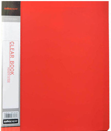 Salko Paper Mappe Suppl mit 100 Plastikhüllen Folien für Papier A4 Rot 1Stück