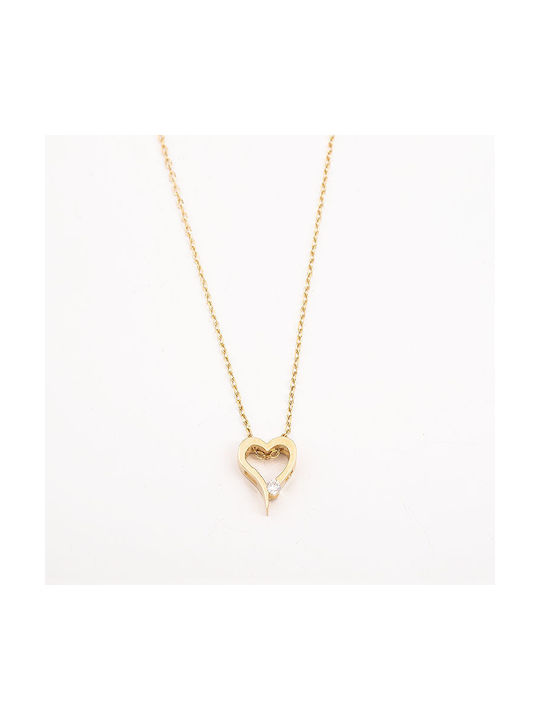 Gold Necklace K14 Perforated Heart