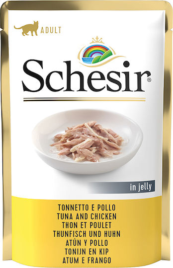 Schesir Wet Food for Adult Cats in Pouches with Tuna and Chicken Gluten-Free 85gr