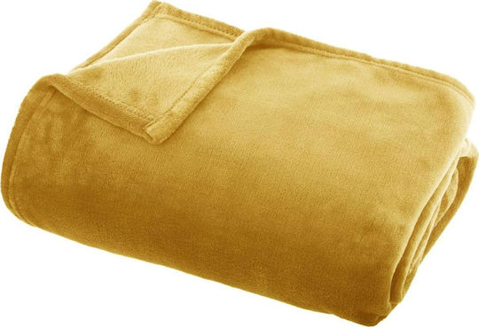 Atmosphera Κουβέρτα Fleece Καναπέ 130x180εκ. Κίτρινη