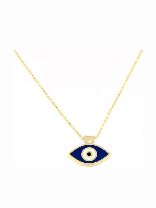 Women's Eye Pendant 14 Karat Gold Decorated with Enamel
