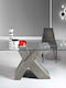 Raul Table Kitchen with Glass Surface Cemento 180x90x77cm