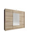 Triple Door Wardrobe Sliding Color Natural Oak 250x62x214cm