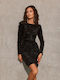 Roco Fashion Mini Βραδινό Φόρεμα Μαύρο