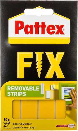 Set 10 Pattex Klebeband zur Montage Universal Fix 40 mm x 20 mm Gelb